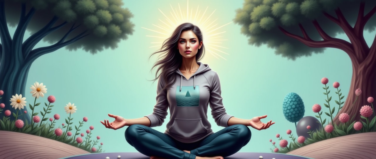 Mujer meditando en un entorno natural, simbolizando la conexión entre bienestar, yoga y storytelling visual en marcas de bienestar.