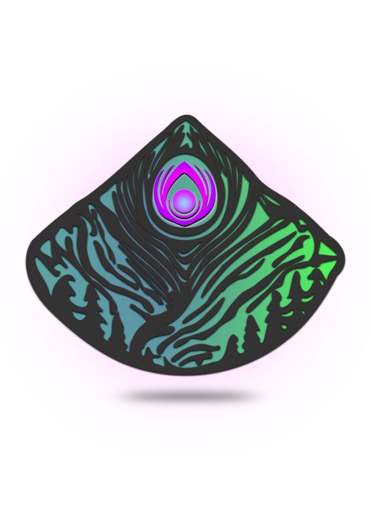 Logo de Auralis con un diseño artístico en tonos verdes y morados, rodeado por un halo místico.